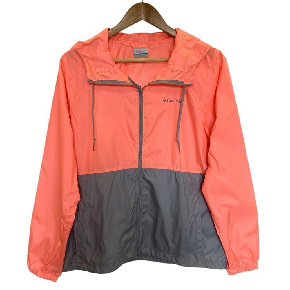 Columbia Flash Forward Windbreaker Hooded Jacket – Coral & Grey – Women's M